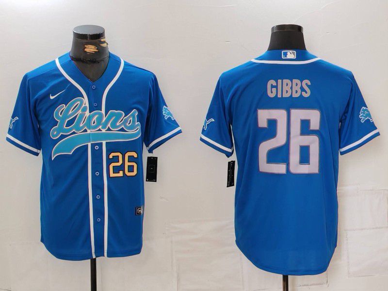 Men Detroit Lions #26 Gibbs Blue Second generation joint name 2024 Nike Limited NFL Jersey style 1